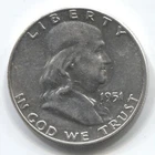 1951 -D-  FRANKLIN HALF DOLLAR -90 % SILVER - LOT # 338