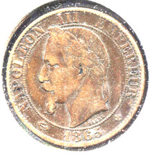 1865 A Bronzo Francia Cinq Centimes