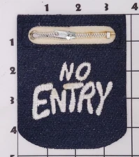 No Entry Pocket Patch Vintage Embroidered Denim Sew On Pocket Square