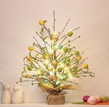 Easter Tree with Lights, Colorful Easter Egg Tree Decorations with Sring Lights,