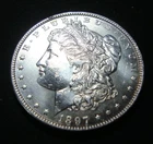 1897 P Morgan Silver Dollar Uncirculated / Luster / Toning ab959