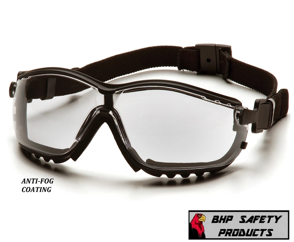 GAFAS DE SEGURIDAD PYRAMEX V2G HÍBRIDAS LENTES ANTINIEBLA TRANSPARENTES CON CORREA GB1810ST Foto 2 de 4