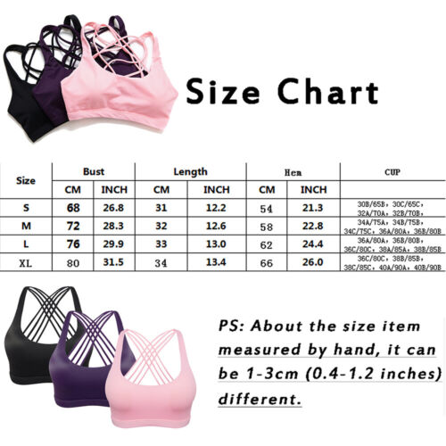 US Women Damping Sports Bra Ultimate Padded Impact Racerback Fitness Vest Yoga - Picture 86 of 156