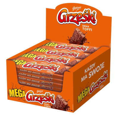 32 x Goplana MEGA GRZESKI Toffee Wafers in Milk Chocolate BOX 32 x 48g / 53.9oz