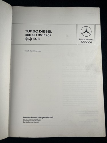 1978 MERCEDES Turbo Diesel 300 SD 116.120 Repair Shop Service Manual (B) - Picture 2 of 6