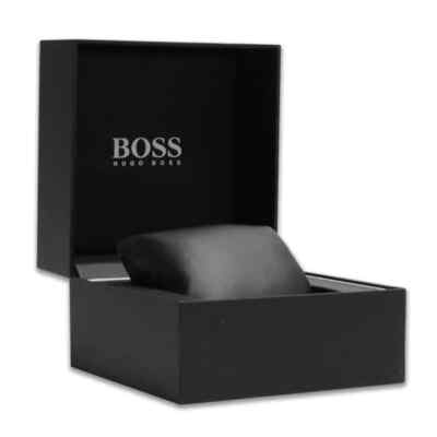 Hugo Boss Men's Dare Black Leather Strap Black Dial Watch NIB 1530018
