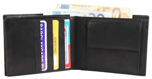 PORTAFOGLIO UOMO ORIZZONTALE CARTE MONETE DOCUMENTI IN VERA PELLE 100% 12x10 CM - Foto 3 di 12