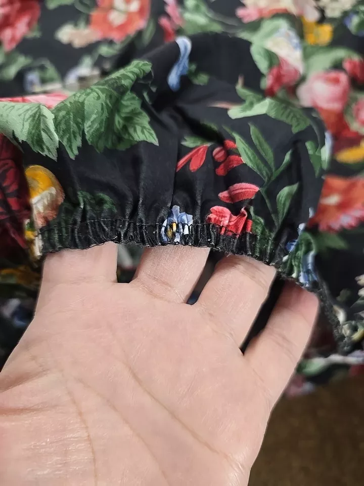 RARE Ralph Lauren *ISADORA KING Fltted SHEET Black FLORALS Cosette - Image 2 of 4