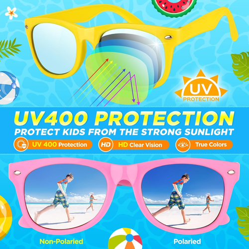Kids Sunglasses Bulk, 12 Pack Neon Sunglasses for Kids Boys Girls Age 3-8, UV400 - Picture 5 of 7