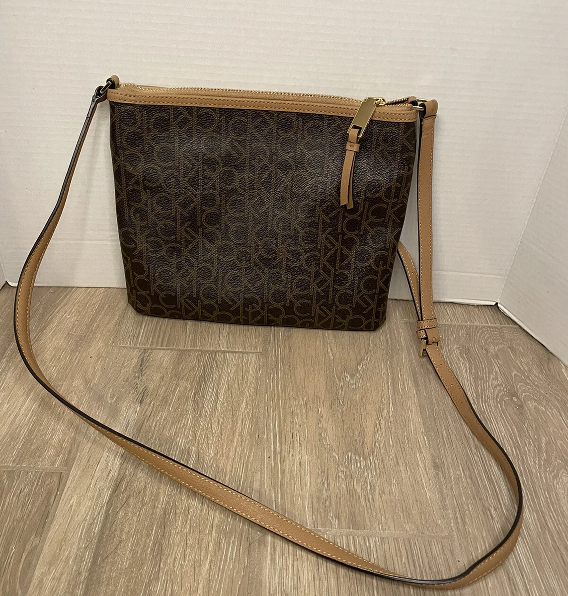 brown calvin klein crossbody bag