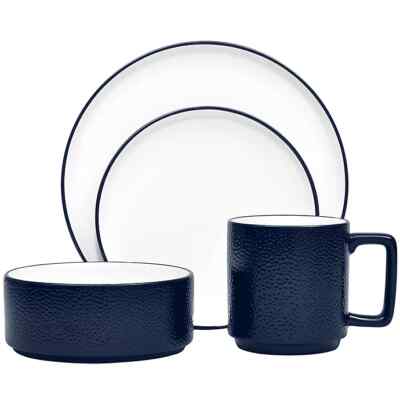Noritake ColorTex Navy 16Pc Dinnerware Set, Service for