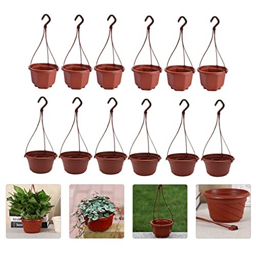 12 Sets Plastic Hanging Plant Pot Garden Flower Pot Wall Hanging
