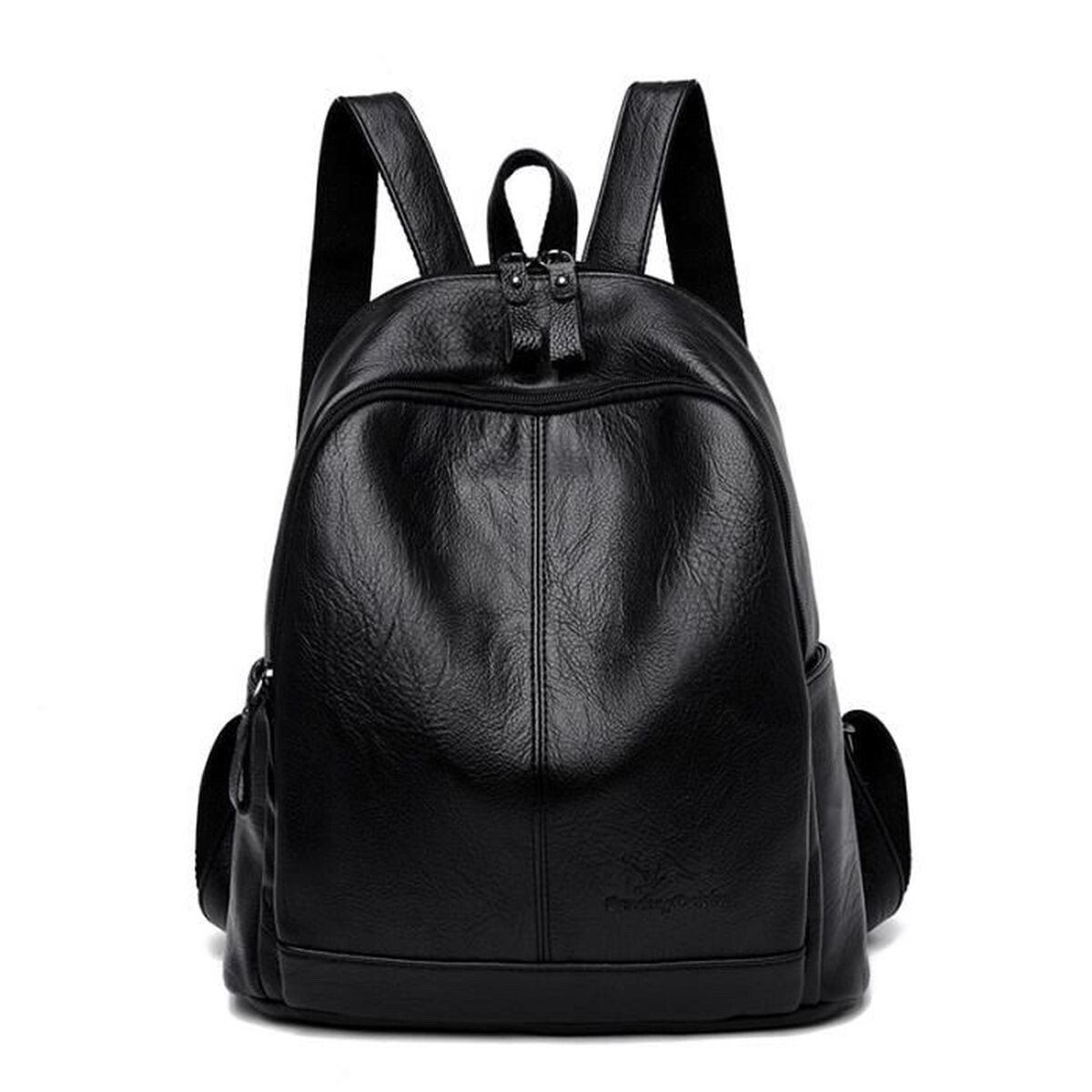 Elegante Mochila Femenina De Cuero PU Impermeable Suave Ajustable Negro