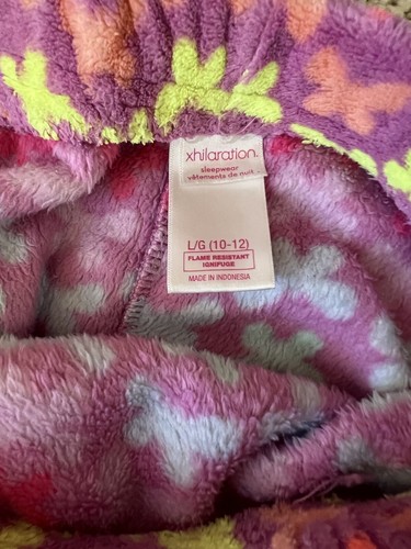 Xhilaration Lounge Fleece Pants Purple Butterfly logo pajama pj bottoms L 10/12 - Picture 2 of 4