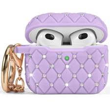 Bling Case for Apple AirPods 3 Generation 3rd with Keychain-Purple