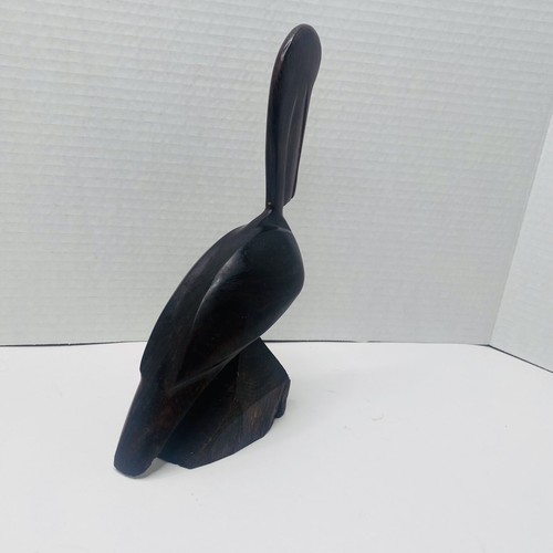 Vintage Iron Wood Hand Carved Folk Art Sculpture Pelican MCM Modernist Bird - Picture 5 of 8