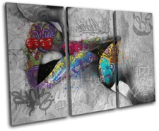 Lesbian Kiss Urban Graffiti TREBLE CANVAS WALL ART Picture Print