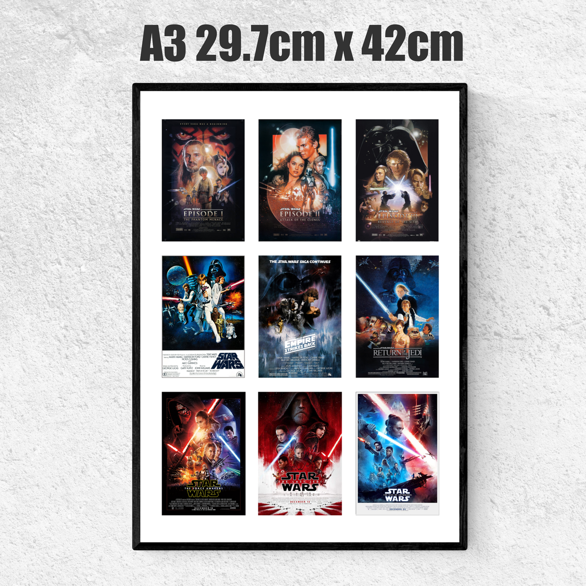 Star Wars Episode 1 2 3 4 5 6 7 8 9 Series Poster Wall Art Print