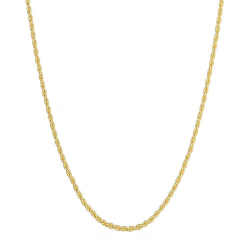 14K Real Solid Yellow Gold 1.5mm-3mm Rope Chain Necklace with Lobster Claw Clasp - Picture 3 of 11