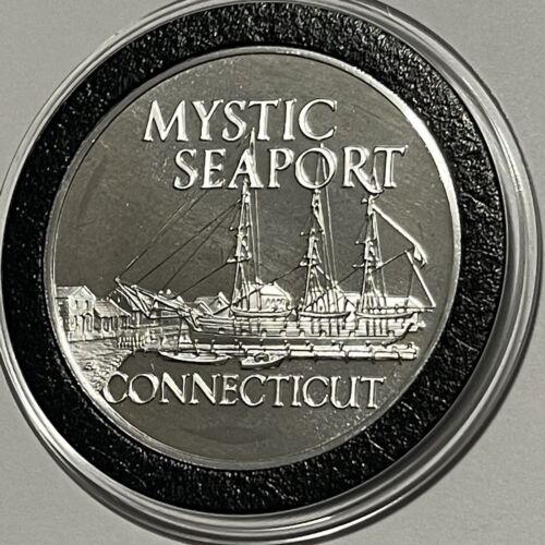 1971 Mystic Seaport Connecticut Vintage RARE Proof Coin Sterling Silver Round - Picture 15 of 16