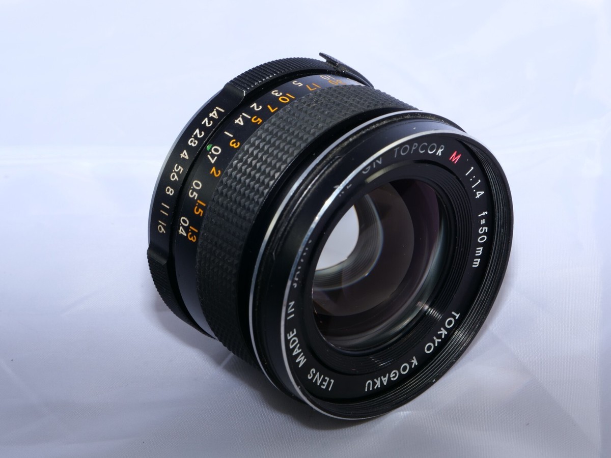 Topcon Super DM black camera. GN-Topcor 50mm f1.4 lens. Topcon