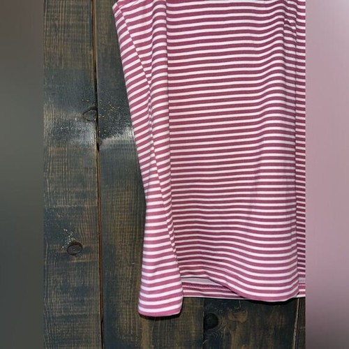 Pink Striped Sleeveless Golf Polo Top UPF50 Moisture Wicking Athletic Shirt A34 - Picture 4 of 8