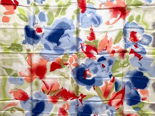Fashion ABSTRACT FLORAL Blue Green Pink RED Hand Rolled Crepe Silk 32" Scarf - Picture 2 of 6