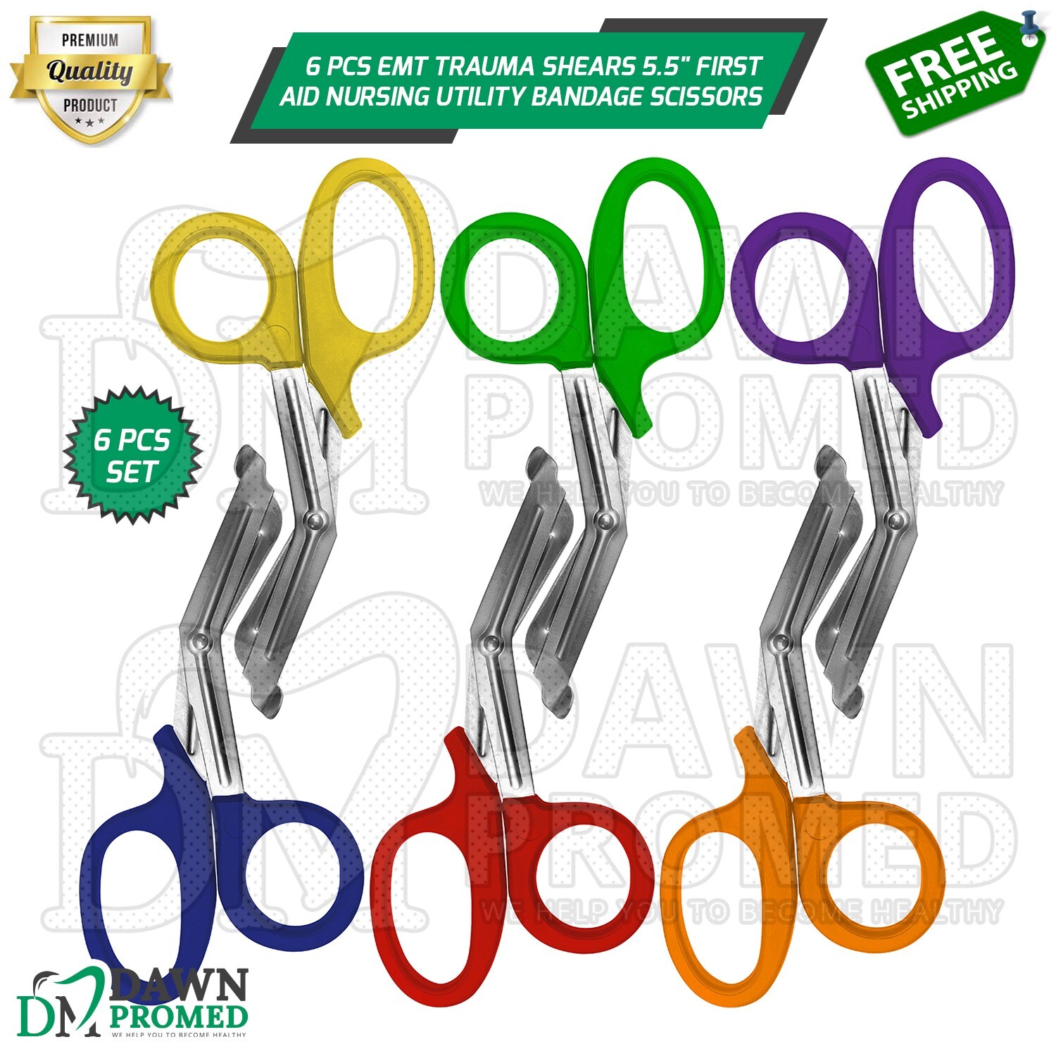 6 Pcs EMT Trauma Shears 5.5" First Aid Nursing Utility Bandage Scissors German G