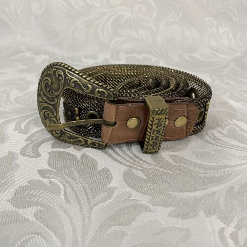 Vintage Western Style Gürtel von Sand Castle Made In Italy Mesh Metall Kettenhemd