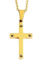 Akzent Edelstahl Kreuz Anker Mit Edelstahl-Halskette Edelstahlkarabiner Ip-Gold
