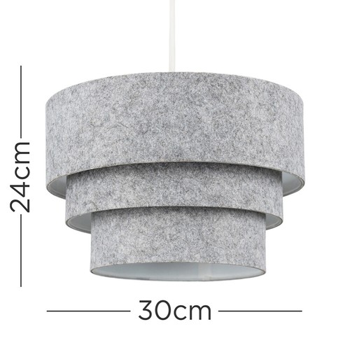 Modern 3 Tier Lampshade Ceiling Light Shade Grey Felt Easy Fit Pendant LED Bulb - Picture 4 of 8