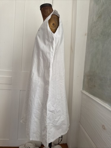 Antique Edwardian White Cotton & Eyelet Lace Nightgown Mini Dress Vintage - Picture 4 of 9