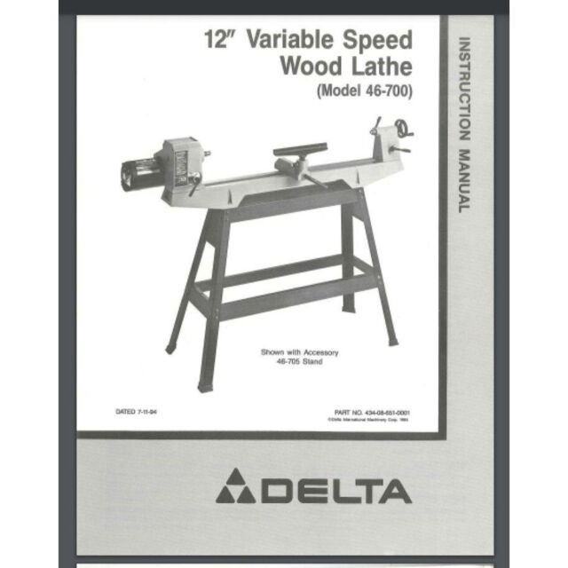 Delta 46-700 12x36 VS Wood Lathe & 46-705 Stand owner manual 34 pages 1994 Delta 46-700 12x36 VS Wood Lathe & 46-705 Stand owner manual 34 pages 1994