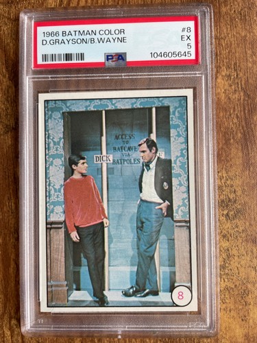 1966 Topps Batman Bat Laffs #8 Bruce Wayne and Dick Grayson — PSA 5