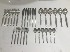 30 x Besteck BSF 6 Person 90er Art Deco Cutlery Knives, Forks Spoons silverware