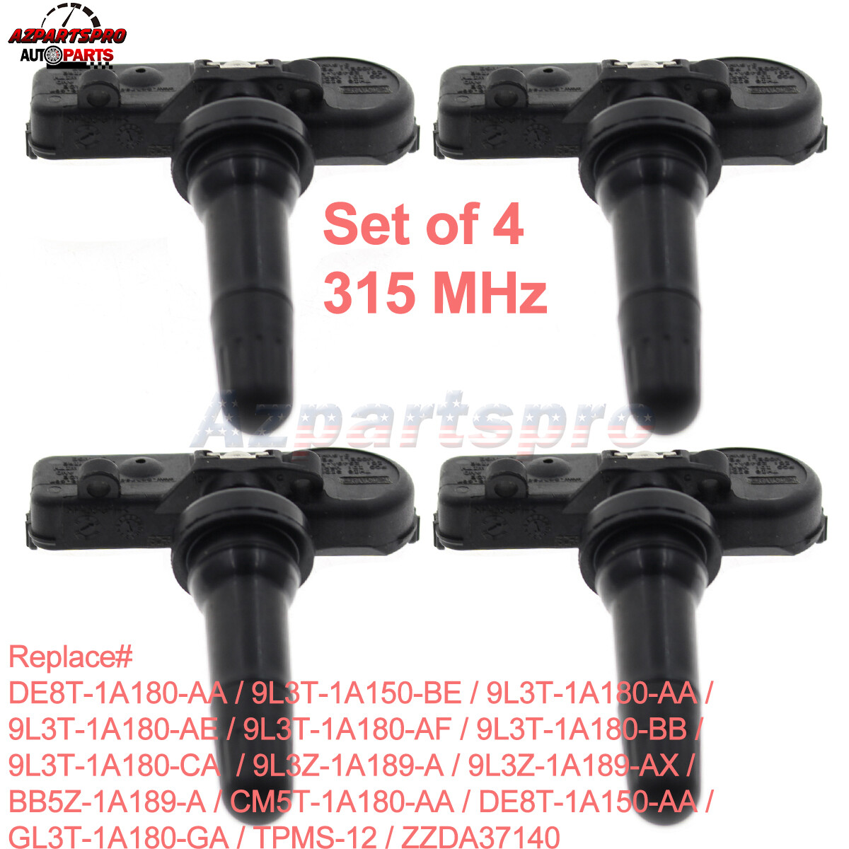 Set of 4 Tire Pressure Sensor TPMS 9L3T-1A180-CA 9L3Z-1A189-A For