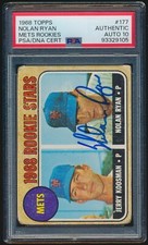 NOLAN RYAN #177 1968 Topps RC PSA/DNA AUTO 10 METS
