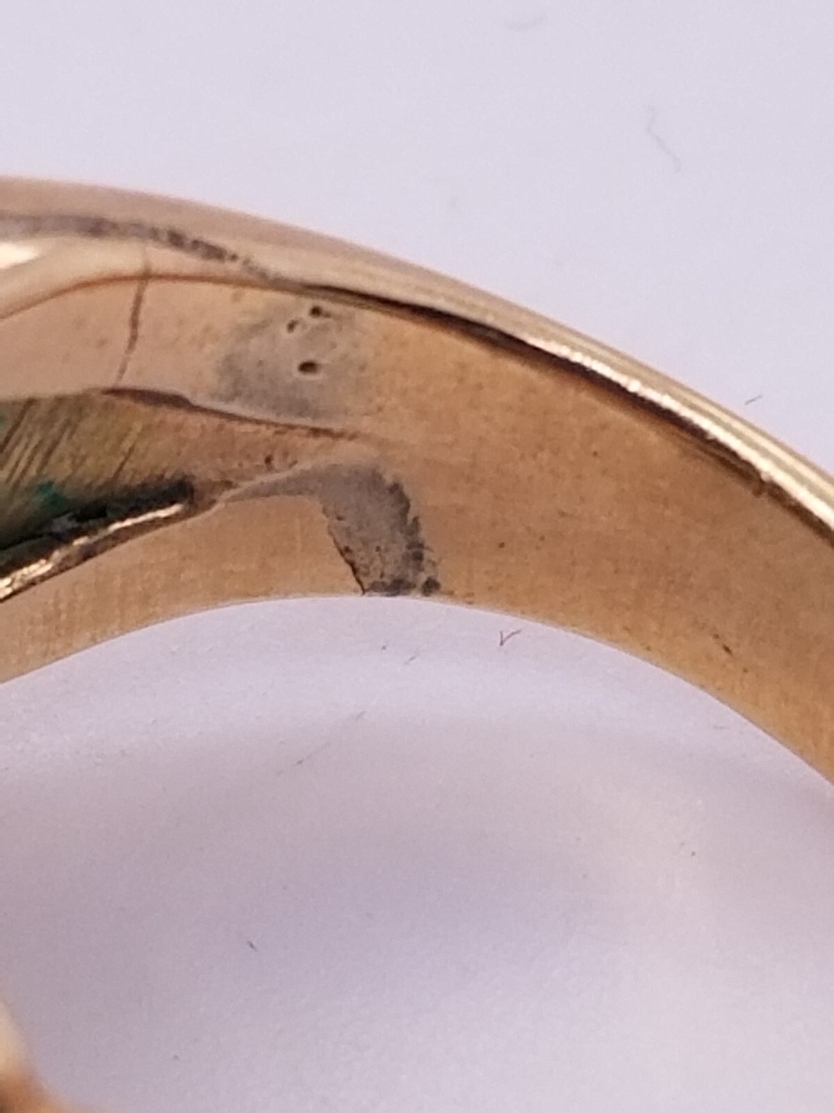 14k Yellow Gold Ring Synthetic LabCreated Emerald & Diamond Ring sz 6