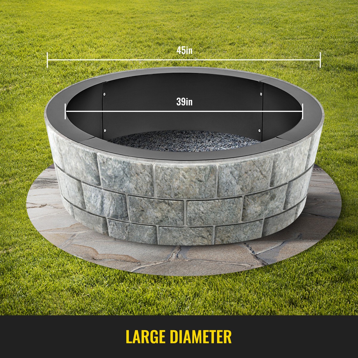 Fire Pit Ring Liner 45 Inch Outdoor Insert Brick Wood Fuel Above or In  Ground 865472980812 | eBay