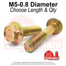 M5-0.8 Class 8.8 Hex Flange Screws Frame Bolts Zinc Yellow (Pick Length & Qty)