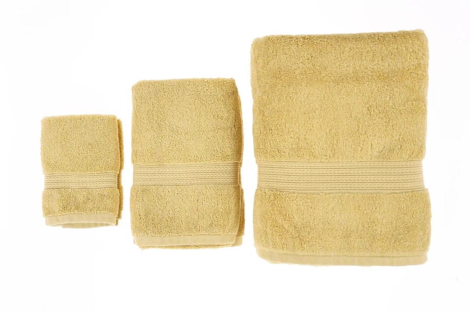 Juego de 6 toallas de baño KASSATEX 280633 amarillas, toallas de algodón, juego Foto 2 de 2
