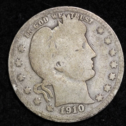 1910 Silver Barber Quarter GOOD FREE SHIPPING