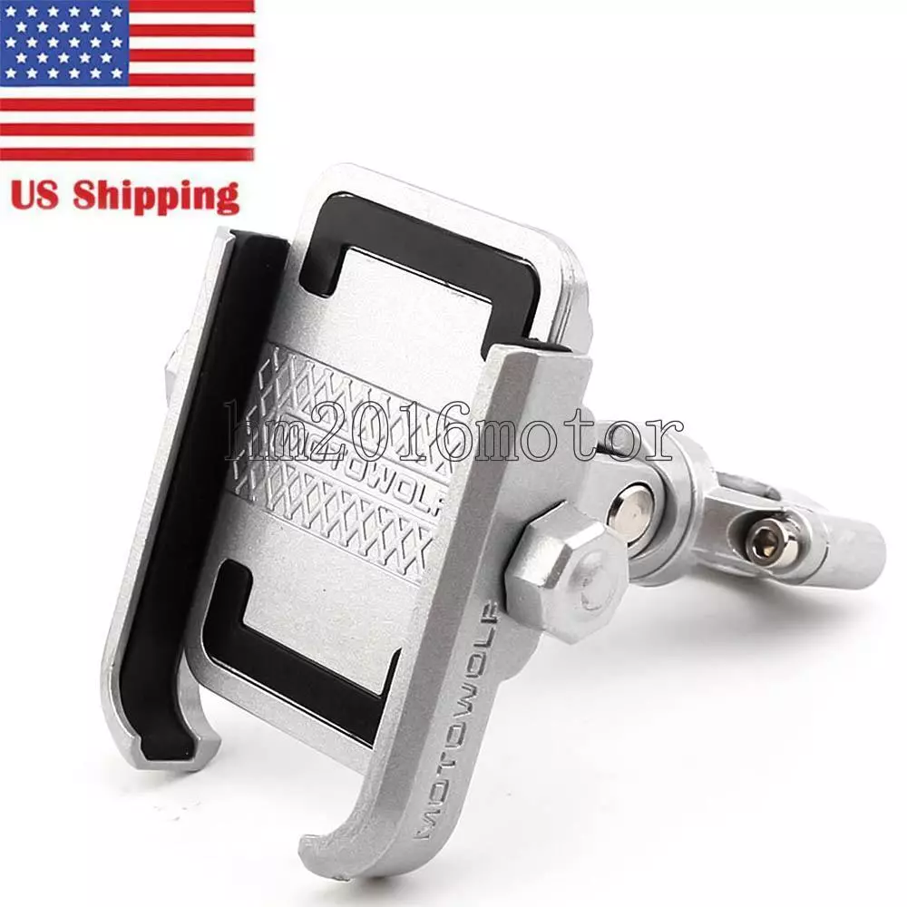 Silver Motorcycle Aluminum Handlebar Cell Phone Mount Holder For