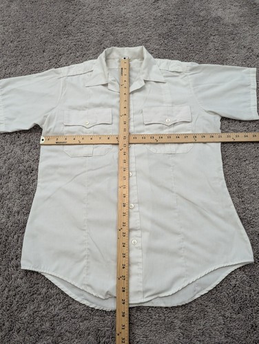 Camisa vintage Flying Cross Duro popelina abotonada para hombre 16 marfil militar - Imagen 5 de 7
