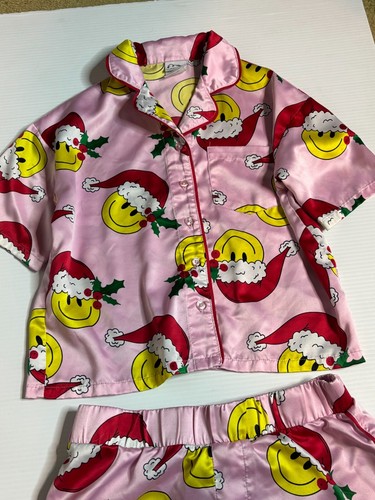 Art Class by Target Christmas Satin Pajama Set Shorts Sleepshirt Girls Medium 8 - Picture 2 of 4