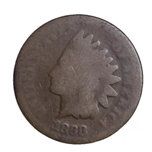 1868 FULL DATE Indian Head Cent Penny CULL / AG / HOLE FILLER