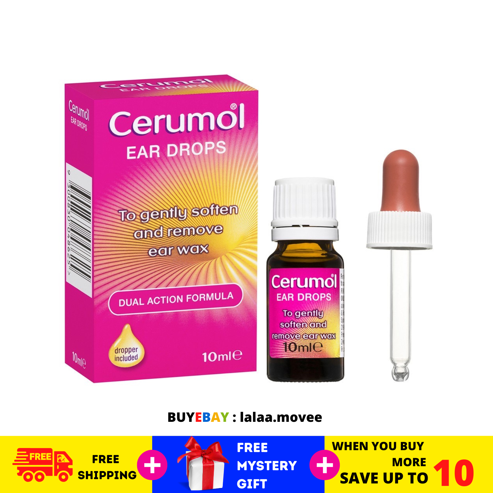 3 Unit Cerumol Ear Drops Solution Loosen Remove Ear Wax 11ml for sale