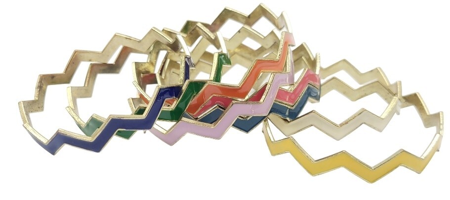 8 Chevron Stackable Bangle Bracelets In Multicolo… - image 1