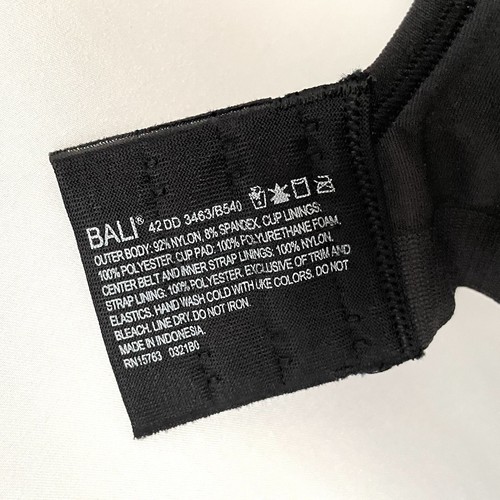 Sujetador Bali Comfort Revolution para mujer cobertura completa sin aros 3463 negro talla 42DD NUEVO CON ETIQUETAS - Imagen 10 de 10