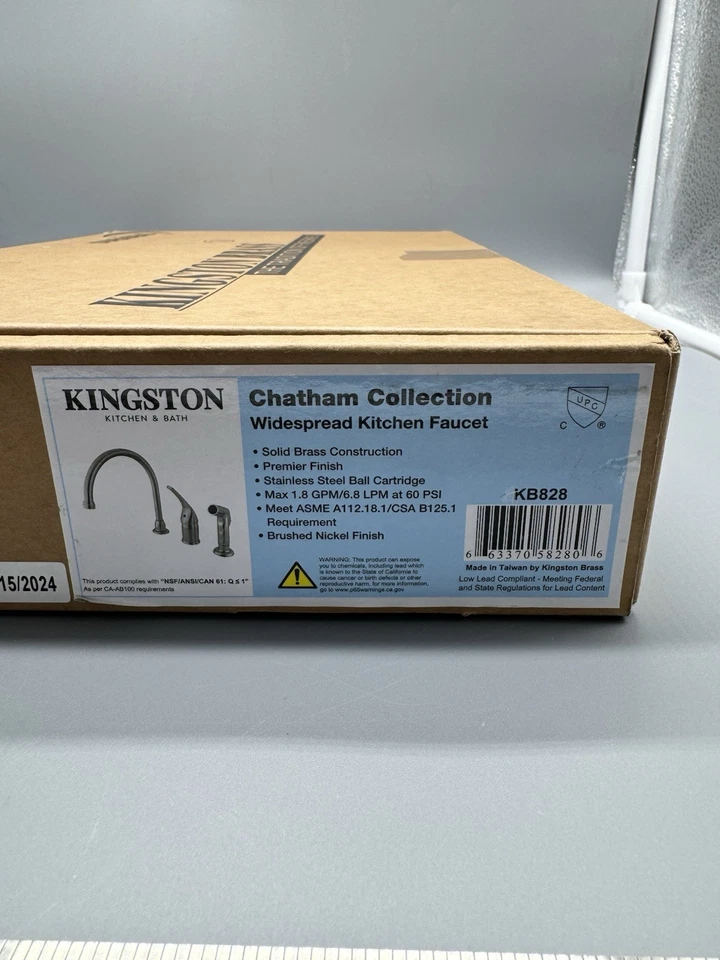 Grifo de cocina Kingston de latón KB818 de un solo mango amplio níquel cepillado Foto 3 de 4